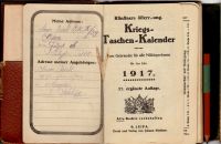 Taschenkalender von S.R. 1917 Beschriftung